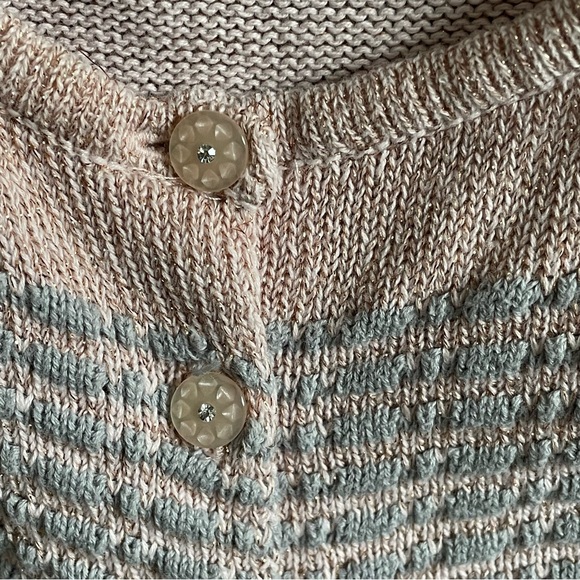 EUC Pale Pink & Blue Cropped Cardigan (S) - Picture 6 of 7